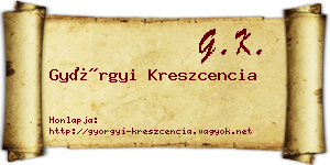 Györgyi Kreszcencia névjegykártya